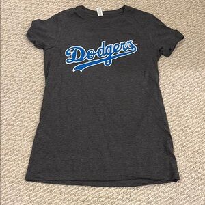 Gray T-Shirt with Blue Dodgers Logo